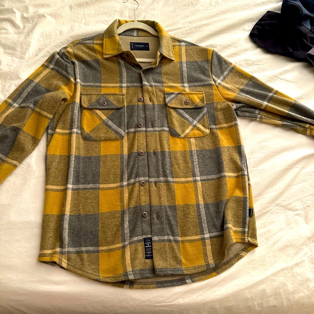Lucky brand flannel shirt yellow men’s medium comfortable soft warm